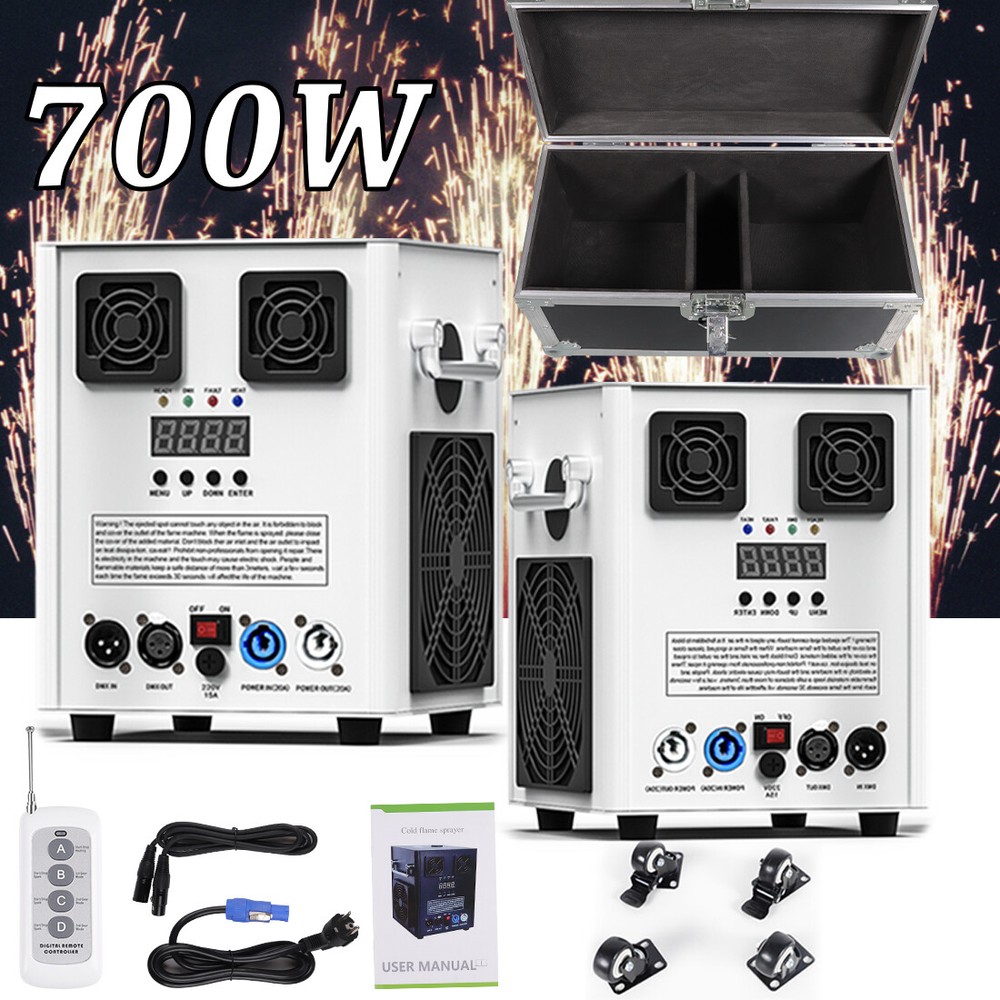 2PCS 700W Cold Spark Machine Stage Effect DMX Firework Machine Wedding & Case US