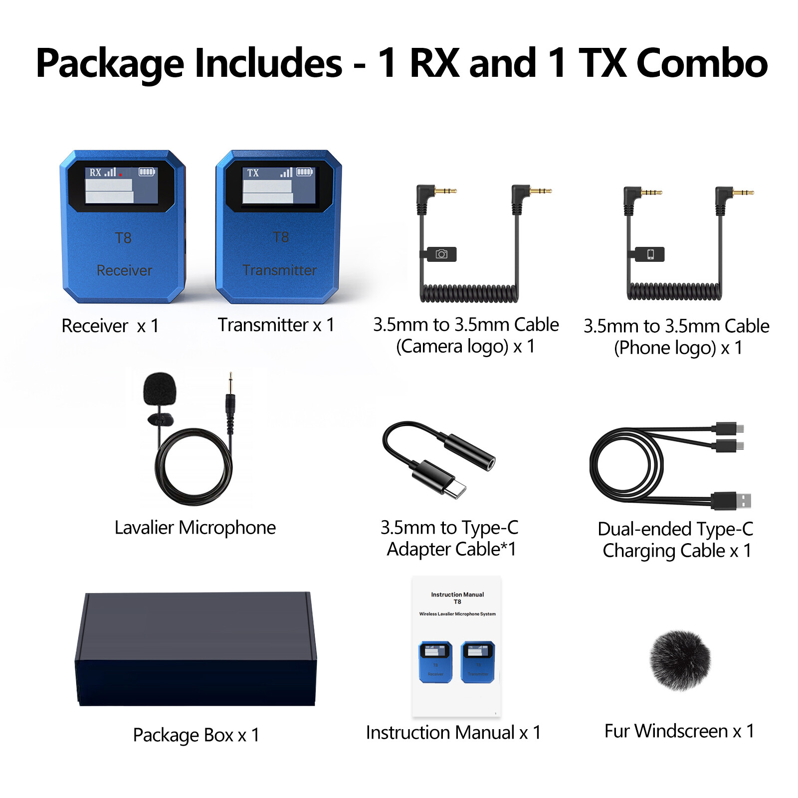 Wireless Lavalier Microphone System Lapel Mic for DSLR Camera Tablet Phone Vlog