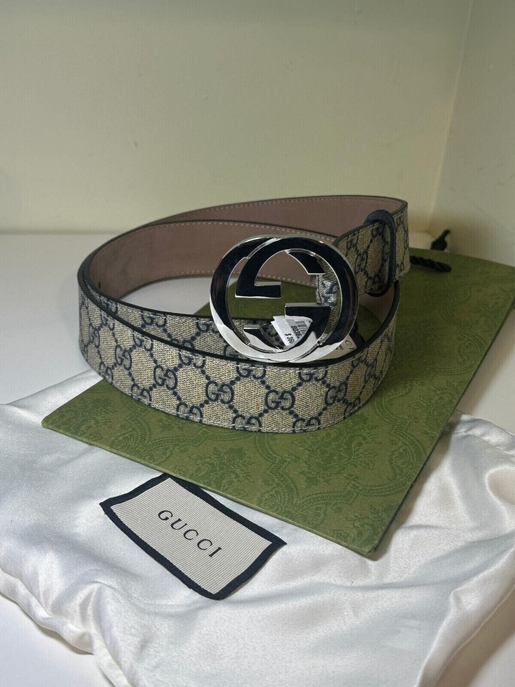 gucci belt blue canvas mono