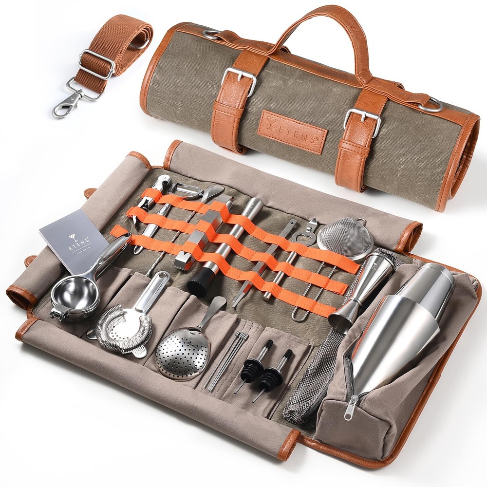 Etens Travel Bartender Kit – 22-Pc Bartending with Bar Tools Silver