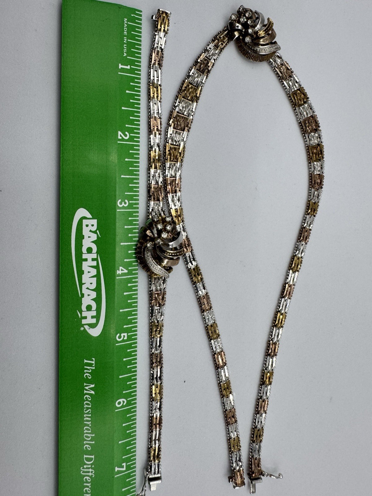 Vintage Jewelry Sterling Silver Set Italy 925 Necklace Bracelet 2 Tone Riccio