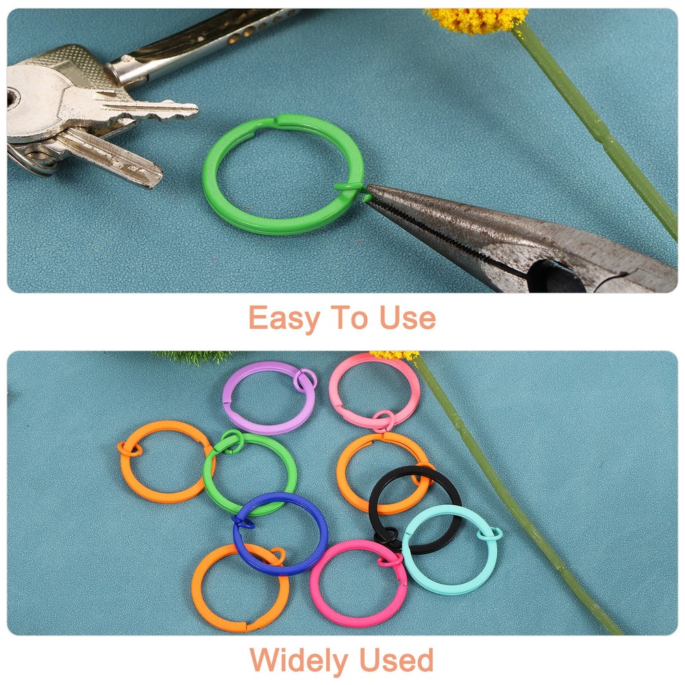 Split Keychain Rings 10Pcs Round Flat Key Holder with Open Jump Ring, Orange