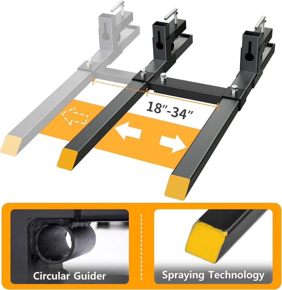 Versatile 60” Clamp-On Pallet Forks for Safe and Efficient Material Handling