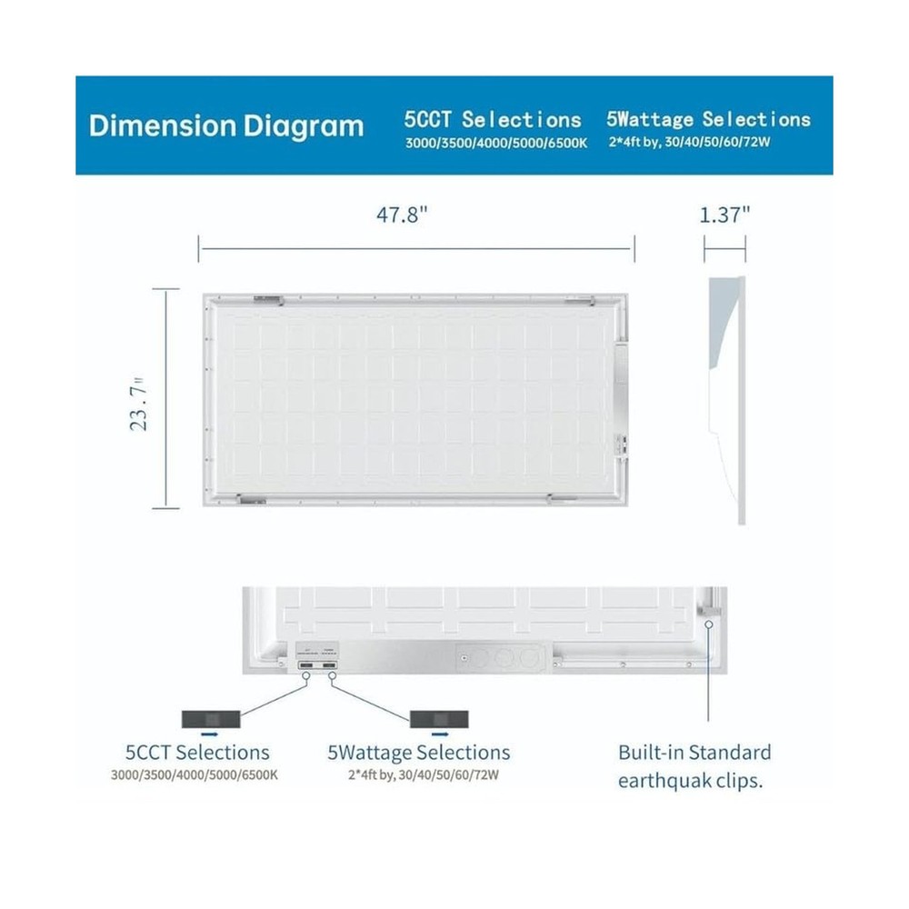 2 Pack 2x4 LED Flat Panel Light for Drop Ceiling, 9360lm Selectable 30W/40W/5...