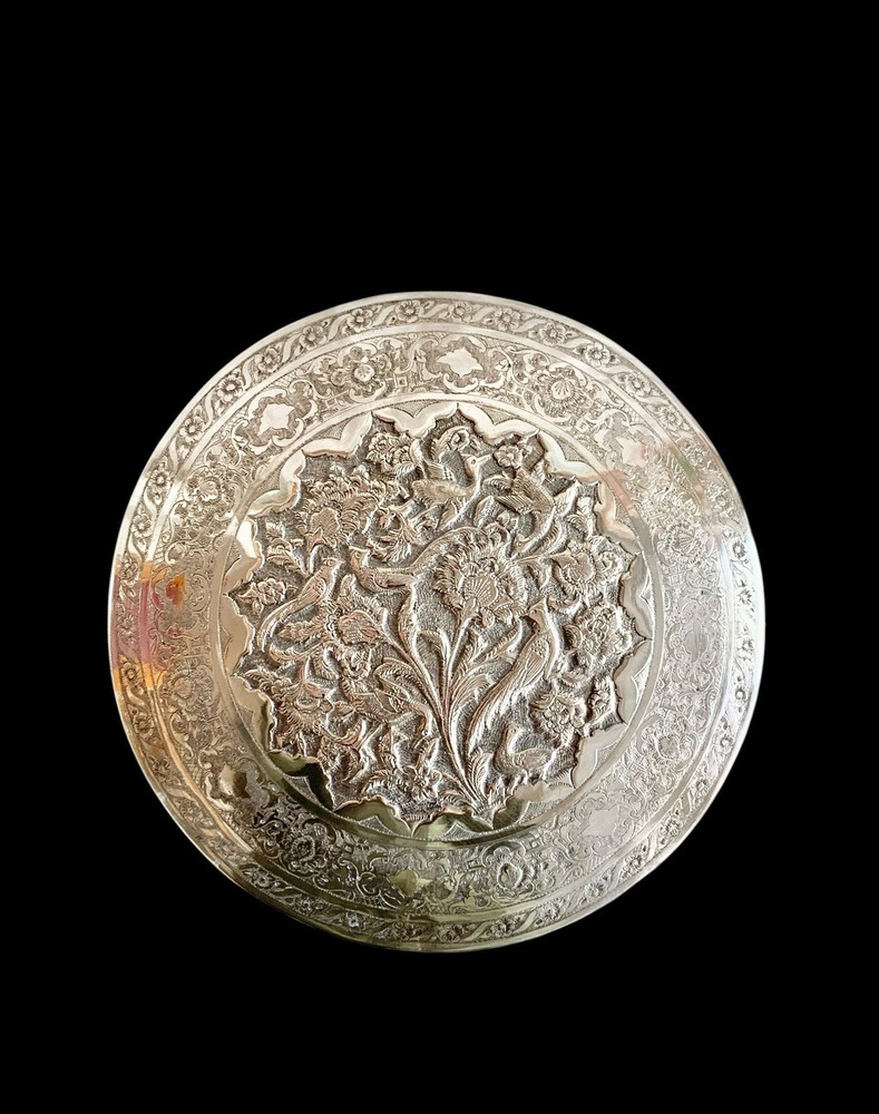 Antique Islamic Perisan Solid Silver 84 Box Engraved Galamzani Signed