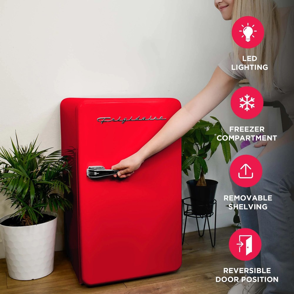 Frigidaire 3.2 Cu. ft. Single Door Retro Compact Refrigerator EFR372, Red