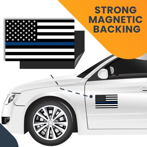Thin Blue Line American Flag Magnet Decal 3x5 Inches Automotive Magnet for Car
