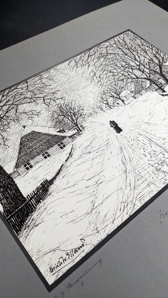 Erich W. Eiland, way to solitude, drawing, autographed, titled