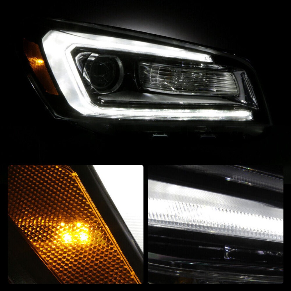 For 2013-2016 GMC Acadia Halogen Headlight w/ LED DRL Projector Left+Right Pair