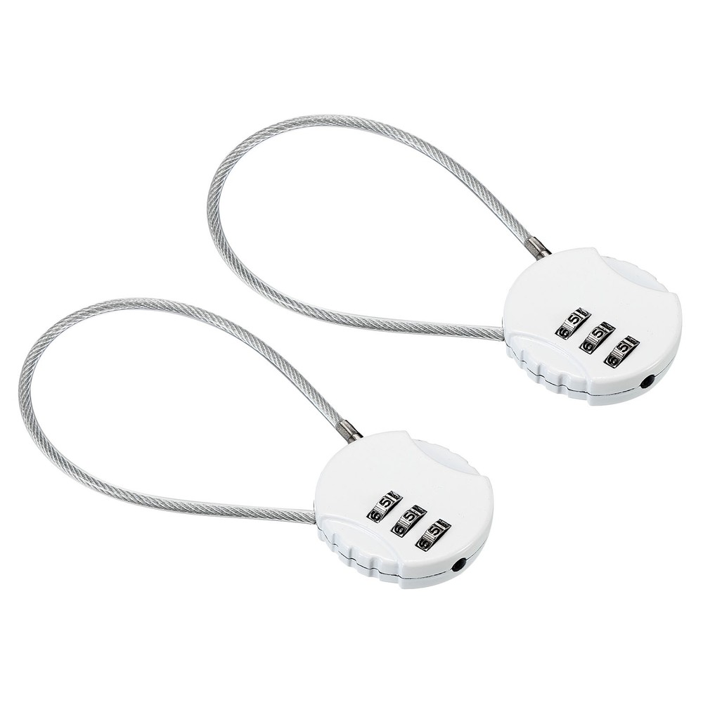 Small Combination Block 7.8", 2pcs 3 Digit Luggage Lock, White