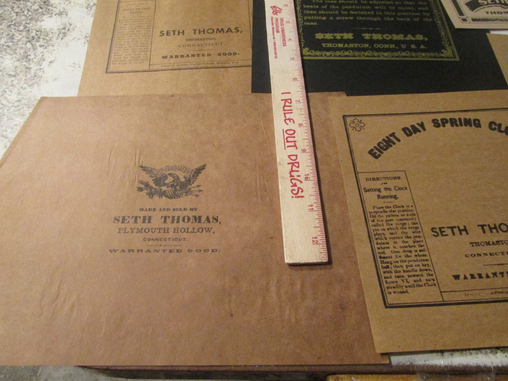 7 Restoration Replacement Paper Clock Labels Seth Thomas Conn. Directions