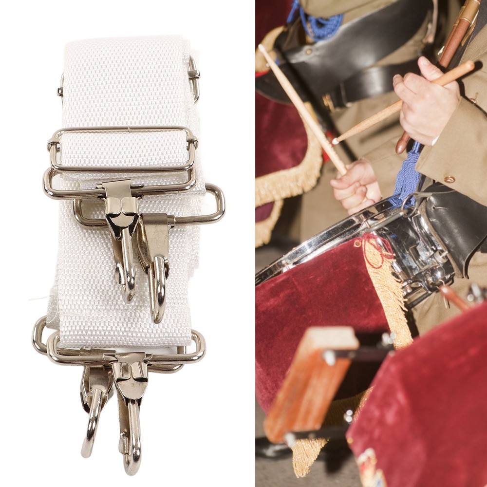 Adjustable White Bass Drum Strap Elastic Comfortable Double Shoulder Belt For Dr