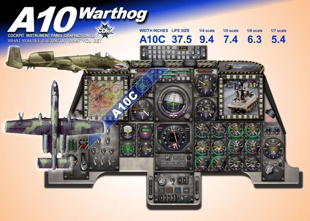 A10 WARTHOG  COCKPIT instrument panel CDkit