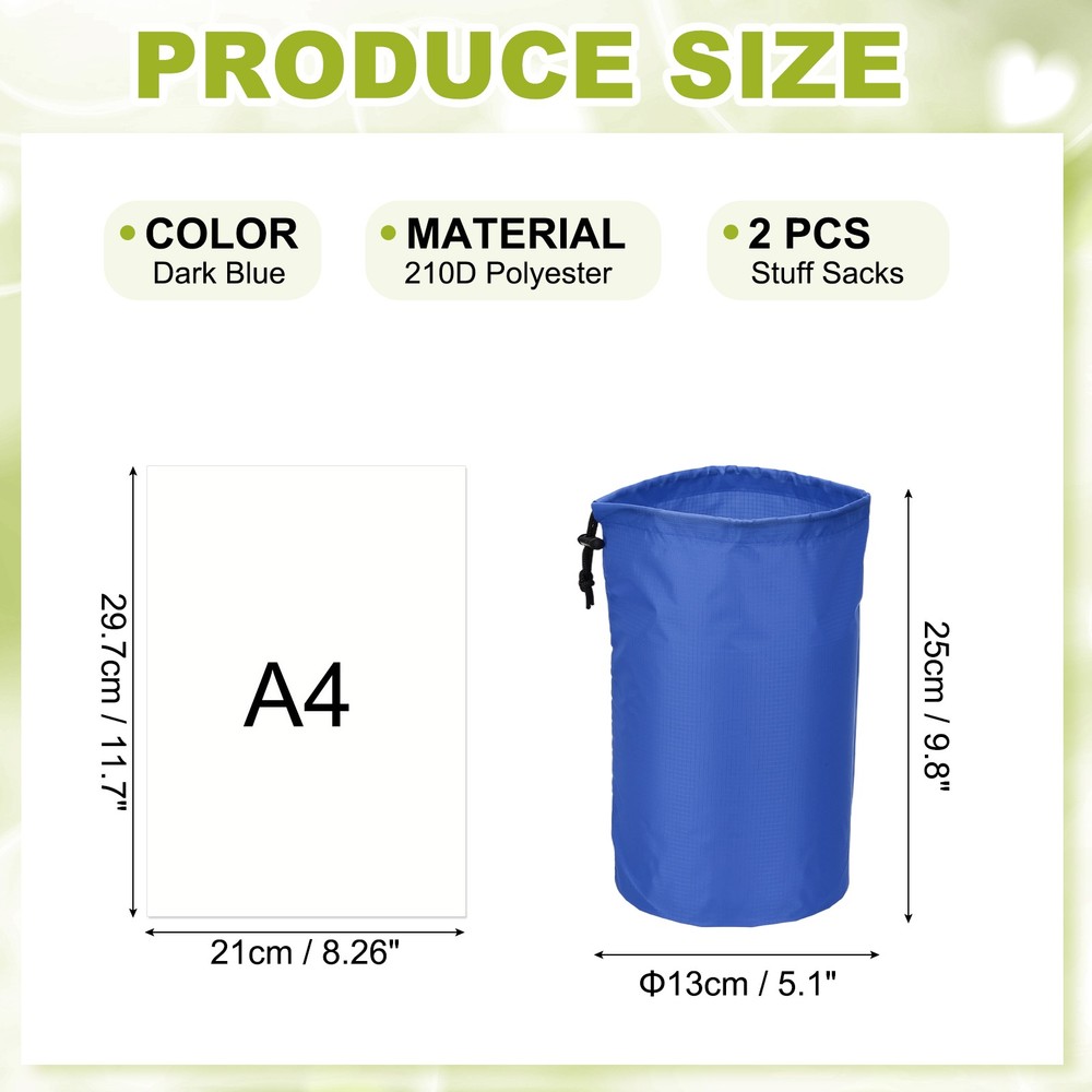 Drawstring Bag, Storage Bags, 4x8" & 2Pcs & Dark Blue