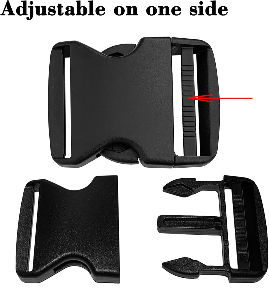 2" Buckles for Straps Quick Side Release Plastic Buckle Clip 2 Pcs + Tri-Glide S