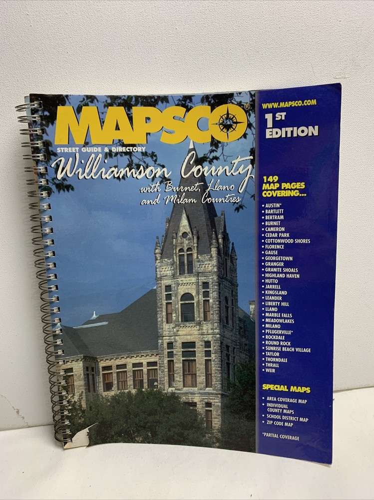 Mapsco TEXAS Williamson County Street Map Guide & Directory 2003 1st Edition