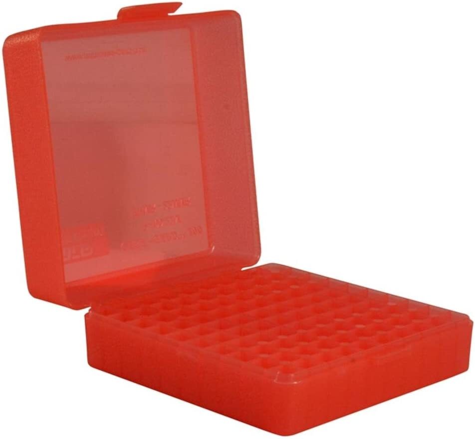 MTM 100 Round Pistol Ammo Box 357 & 38 Red