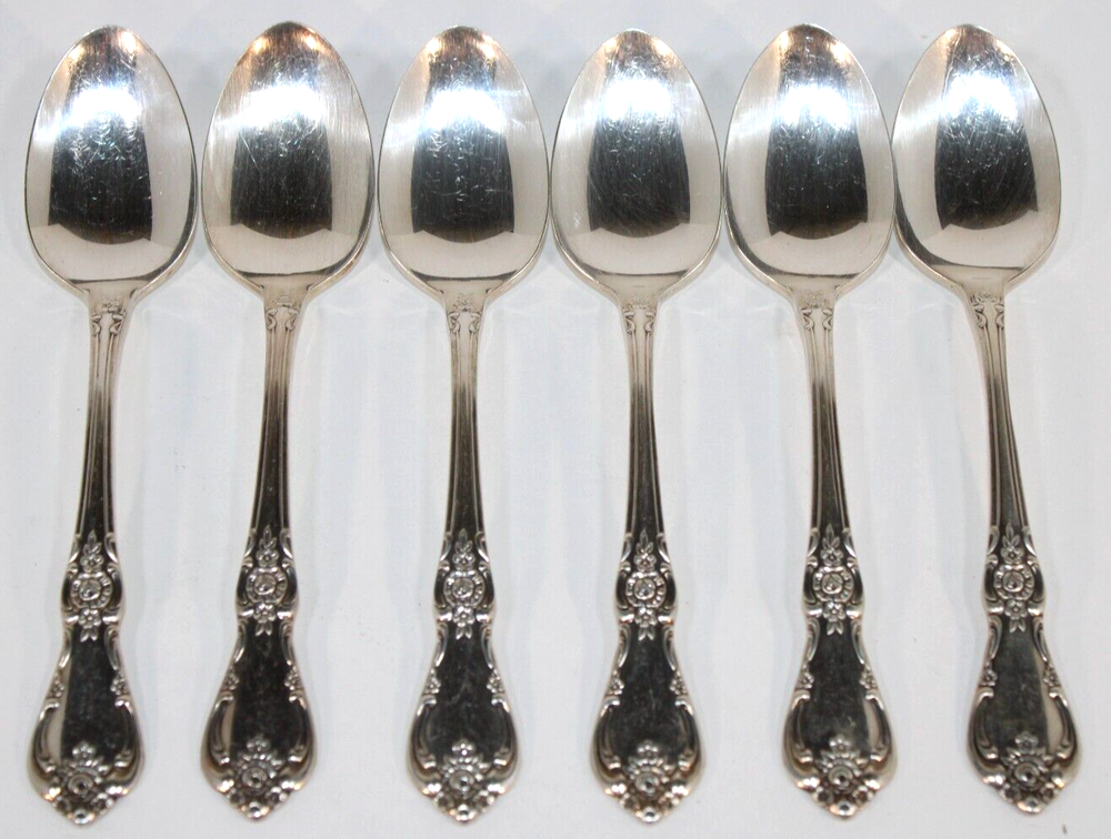 6 Pce. Wm Rogers VANESSA-FRANCESCA ONEIDA Silverplate 1965 Teaspoons Flatware