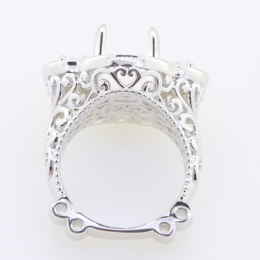 Sterling Silver Semi Mount Ring Setting Oval OV 14X10mm 3 Stones