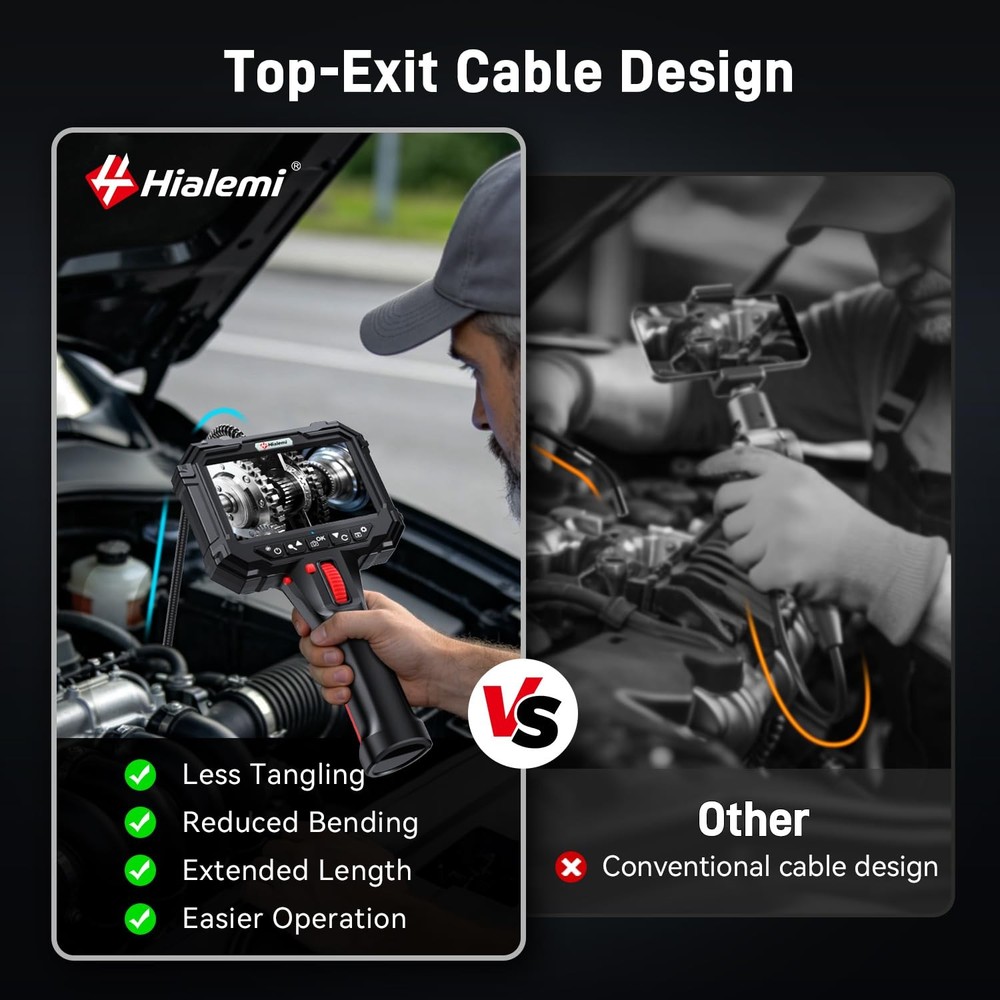 Two-Way Articulating Borescope with Probe Hover Lock, 6.2mm Endoscope Camera ...