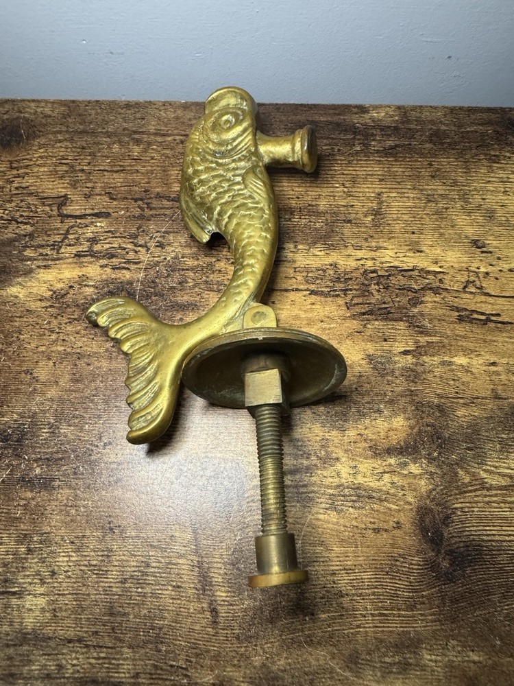 Vintage Solid Brass Metal Fish / Koi Style Door Knocker