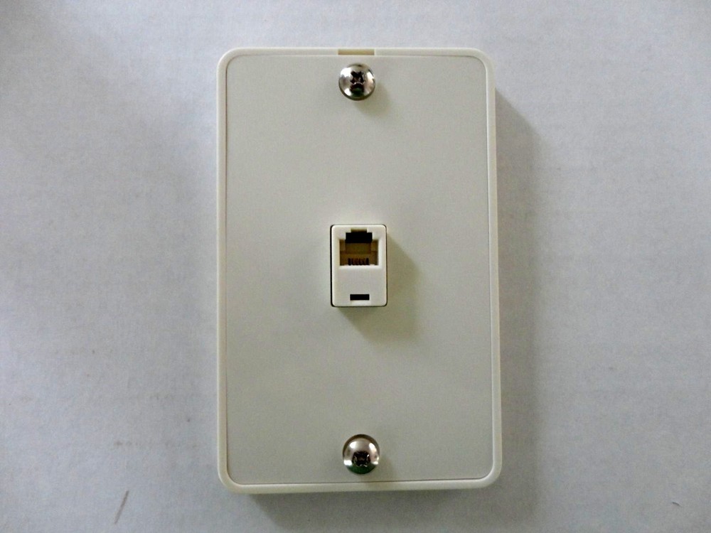 Modular Phone Jack Wall Plate Surface Mount 4 Wire Flush Telephone, Ivory