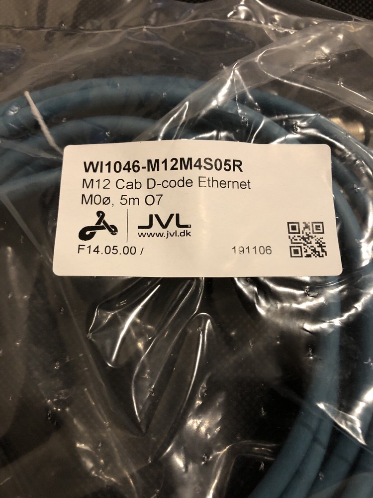 JVL M12 Cab D-code Ethernet Cable 5m WI1046-M12M4S05R