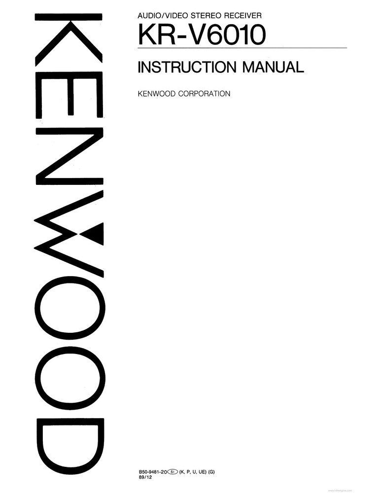 Kenwood KR-V6010 Owners Instruction Manual