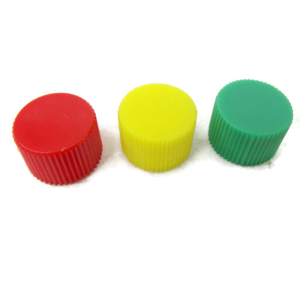 3-pcs 3/8" Knurled Shaft Knobs 1 RED, YELLOW, GREEN