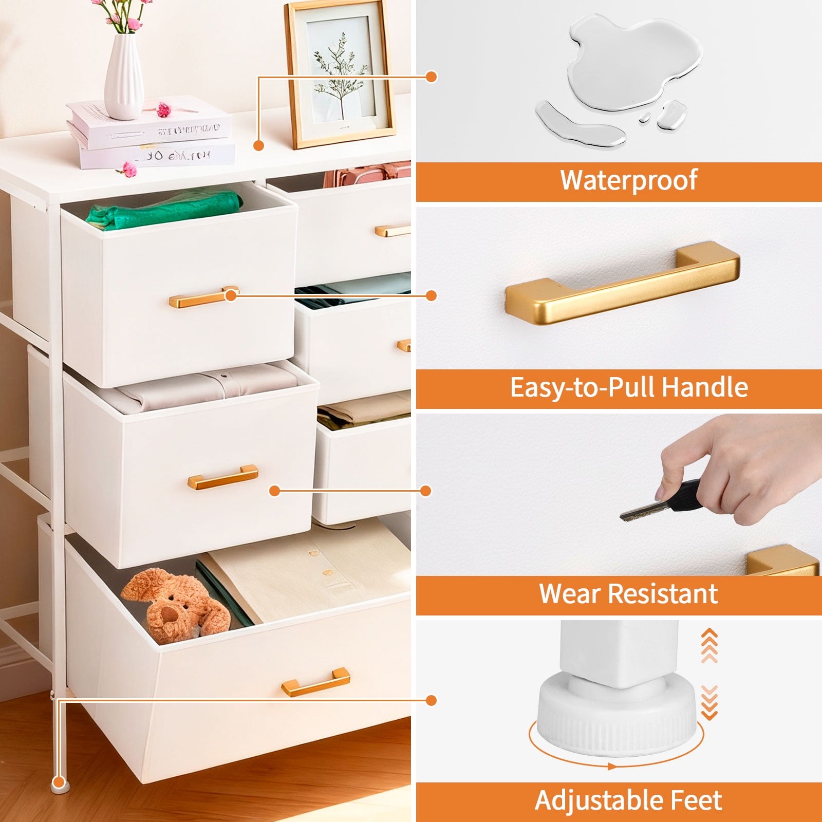 Dresser 9 Fabric Drawer Storage Dresser for Bedroom Chest Storage Tower