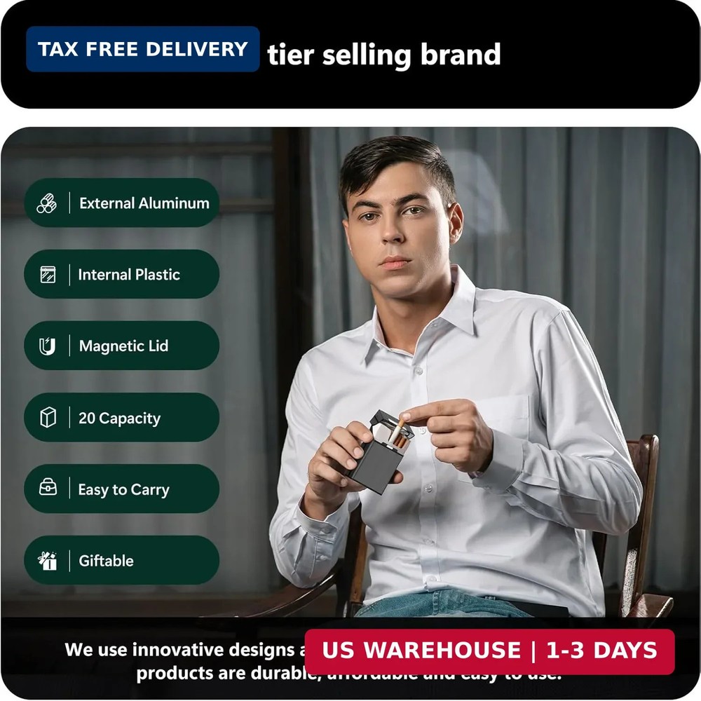 Cigarette Case (2 Pack), Magnetic Switch 20pcs, 100mm 100s Size...