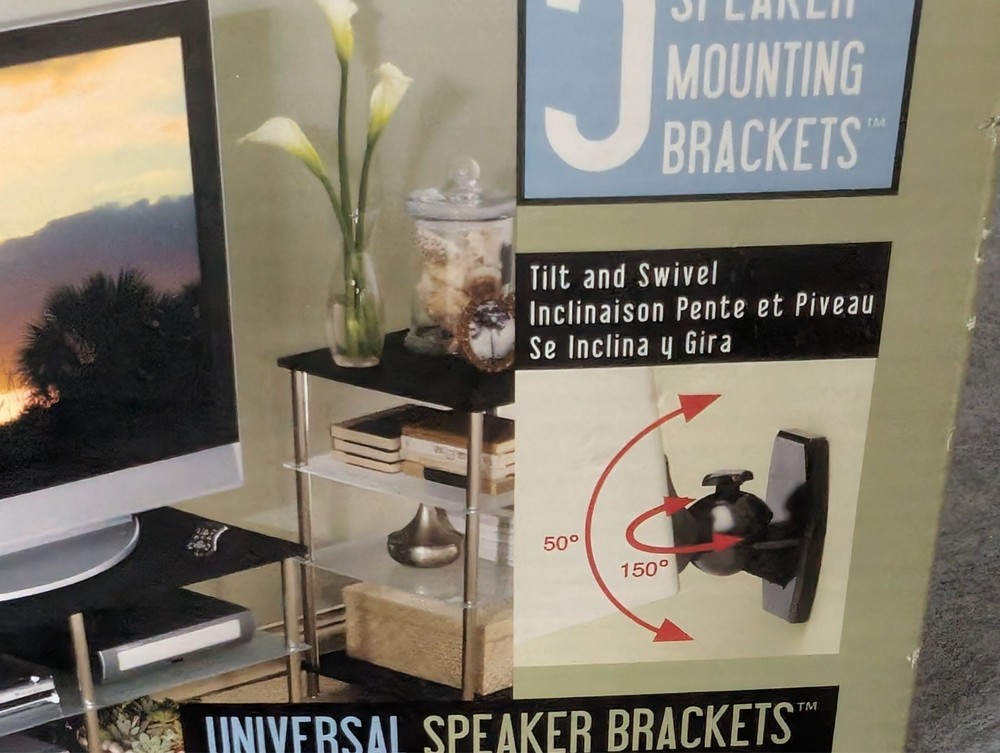 Speaker Mounting Brackets for Wall or Ceiling New Atlantic 5 Universal Black