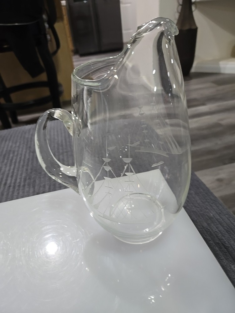 Vintage 10.5 Etched Very Elegant Pitcher.
