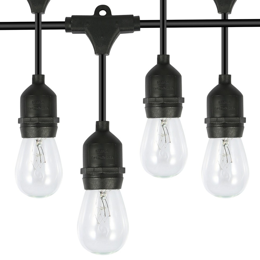 48FT Outdoor String Light Patio Vintage Edison Bulbs Hanging Socket Waterproof