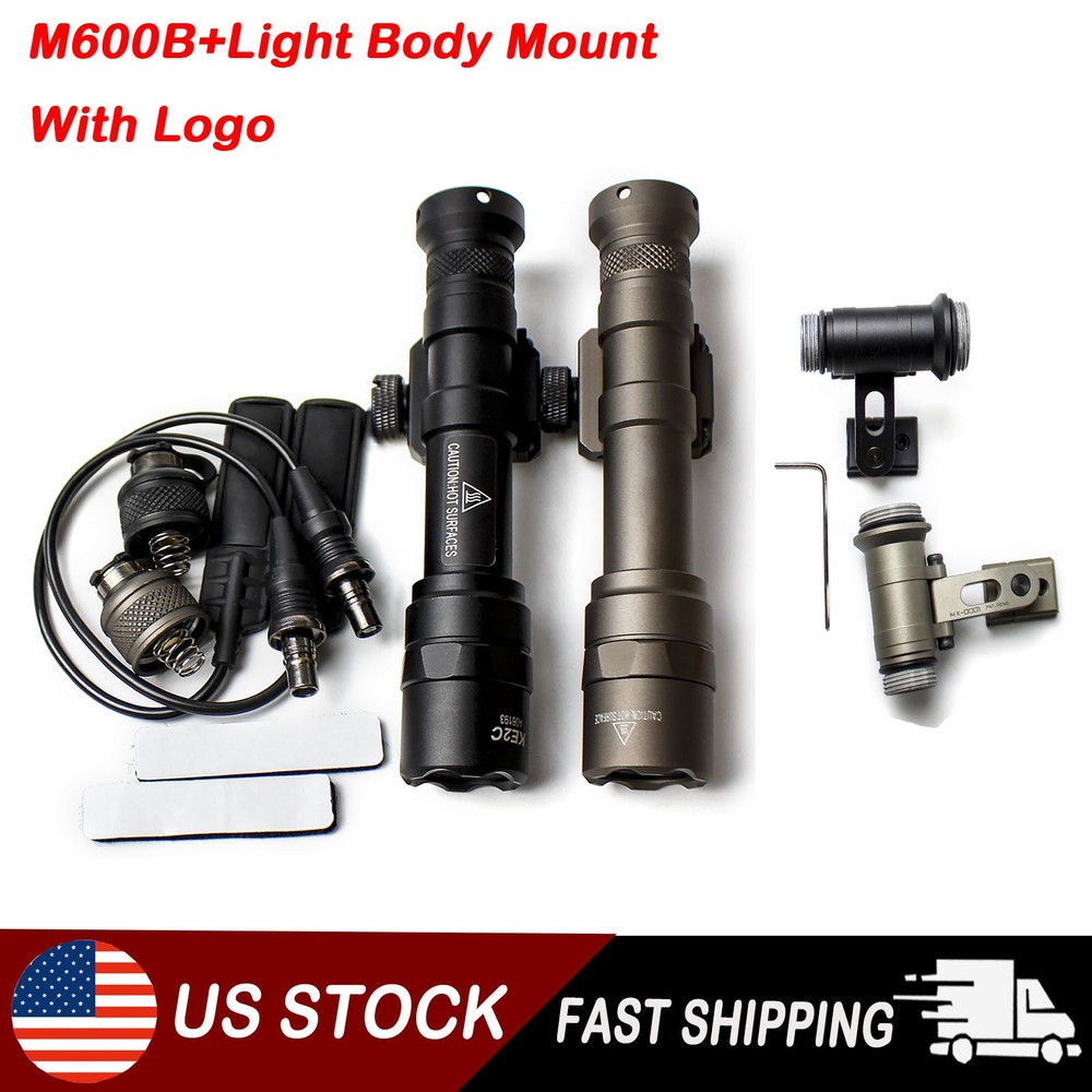 Tactical M600B Light LED Flashlight with Remote Switch & SS M-ax Helemt Bracket