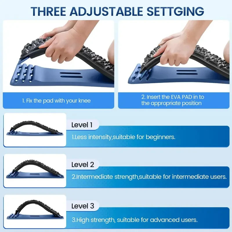 Upgraded 4 Level Back Stretcher for Lower Back Pain Relief, Back Cracking Device