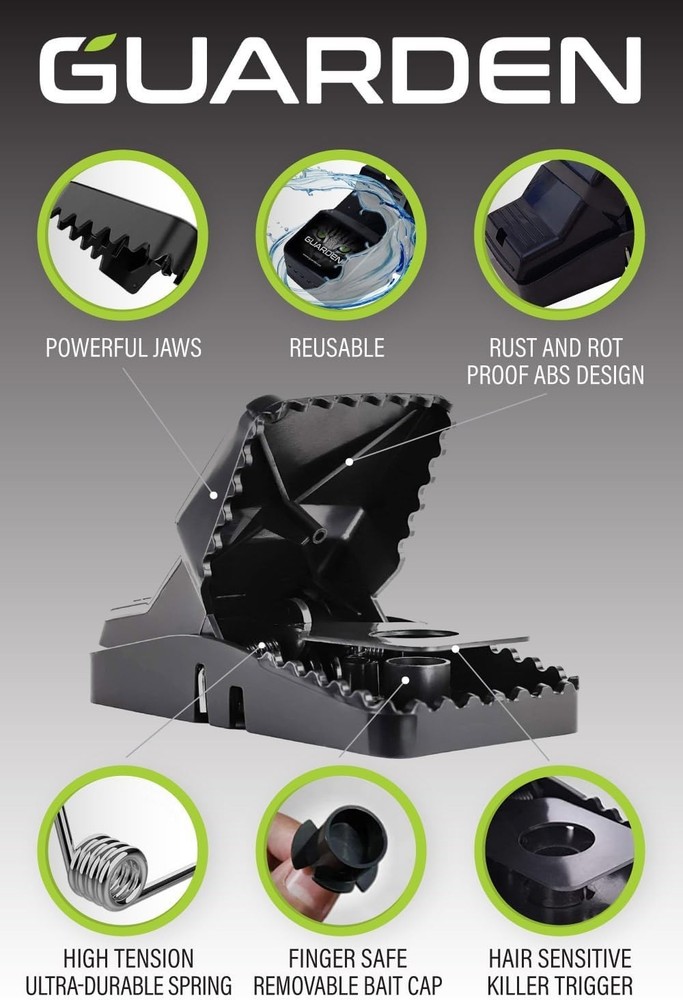 Humane Snap Rat Trap Six Pack - Quick Setup, Safe for Indoor & Outdoor Use