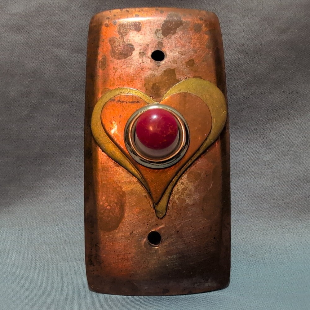Copper & Brass Heart Handcrafted Door Bell W/ Bakelite Push Button