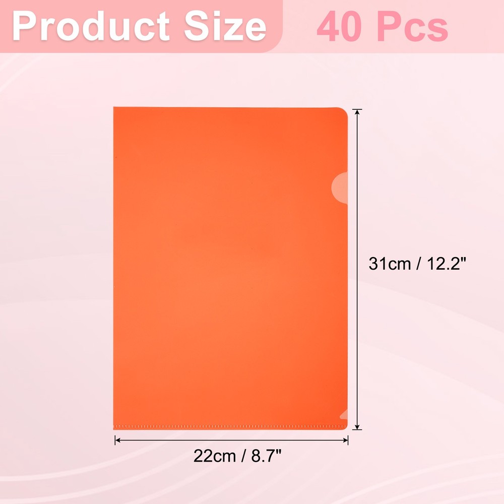 A4 Plastic Folders, 40 Pack Clear Folders l Type Pockets Documents, Orange