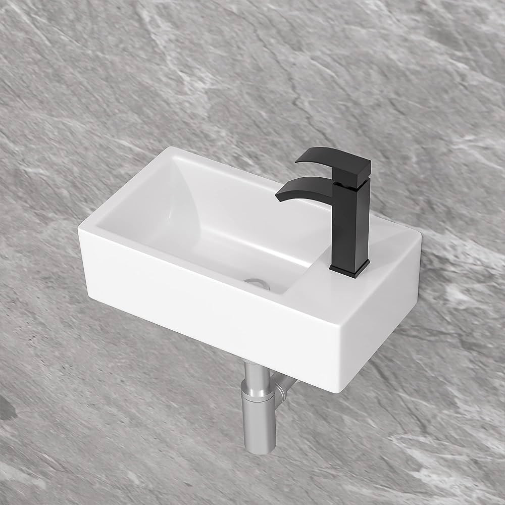 Floating 18"X10" Rectanguler Vessel Sink For Bathroom