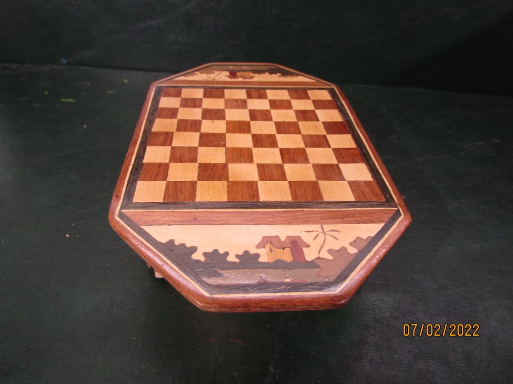 Small Handmade Chess Set Measures 8 1/2" x 5" Missing Pieces