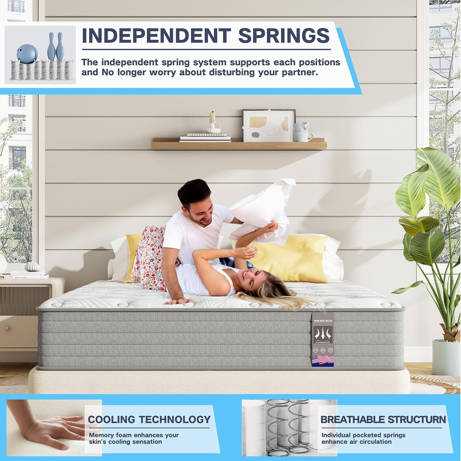 10" 12" 14" Gel Memory Foam Hybrid Spring Twin Full Queen King Mattress in A Box