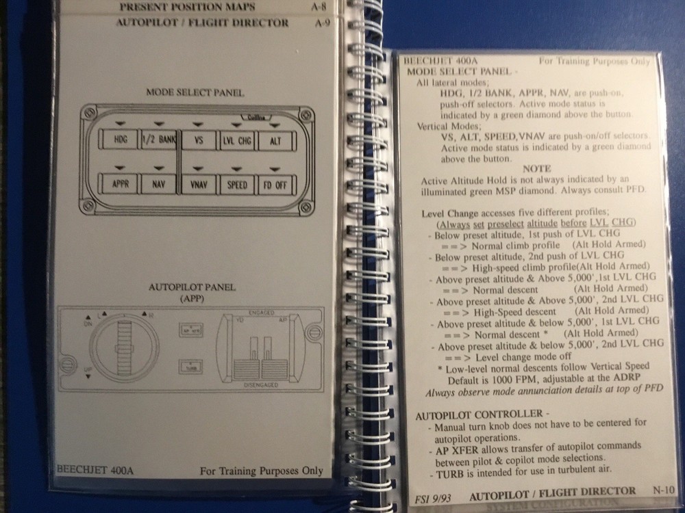 PROLINE IV In The BEECHJET 400A,Flightsafety PILOTS CHECKLIST