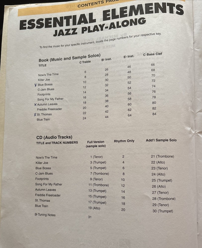 Essential Elements Jazz Play-Along Jazz Standards Rhythm Section Book Sax Horns