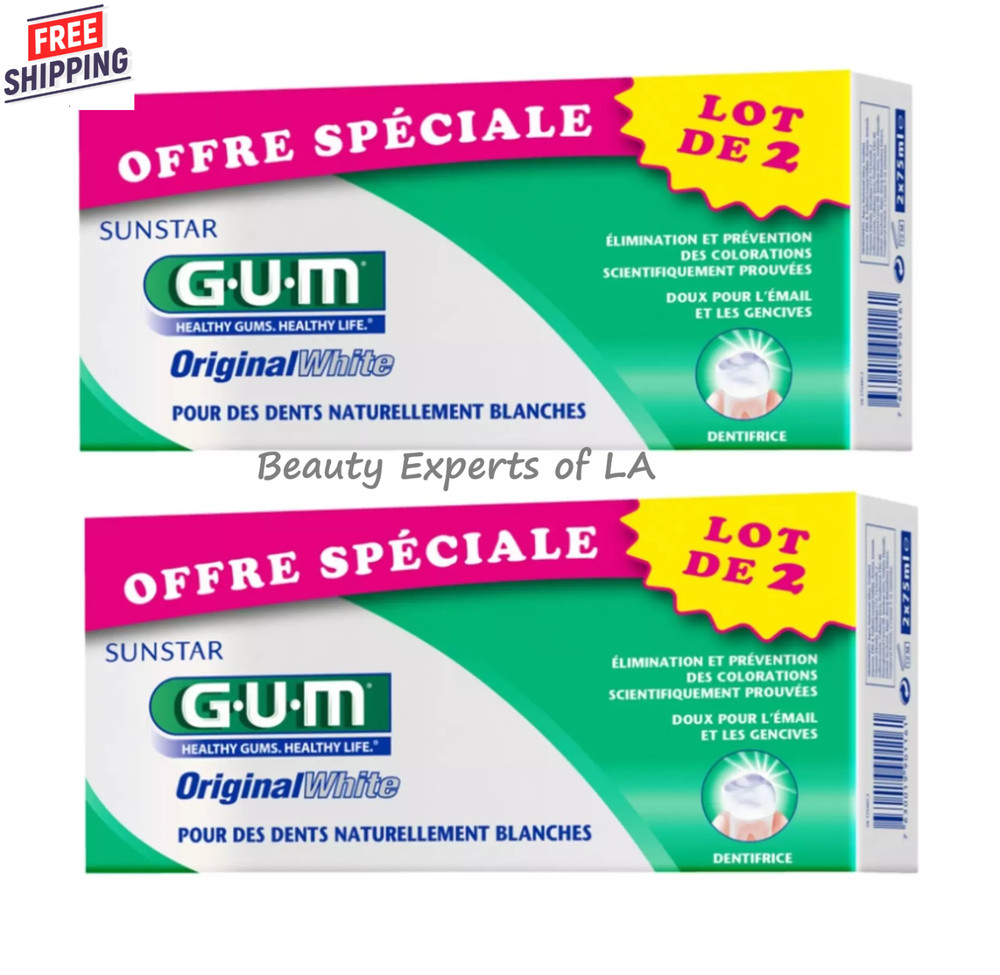 4 PACK Sunstar GUM ORIGINAL White Toothpaste 75ml EXP 05/2027