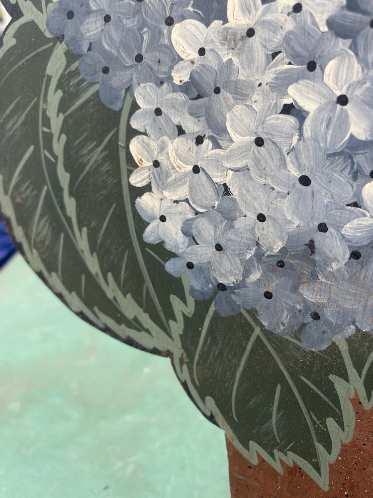 Hand painted Hydrangea Flower Pot Fireplace Screen Janette Baker Dummy Board