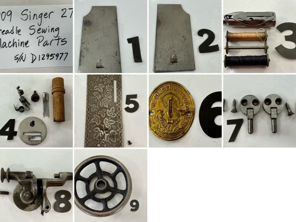 1909 SINGER 27 TREADLE SEWING MACHINE PARTS