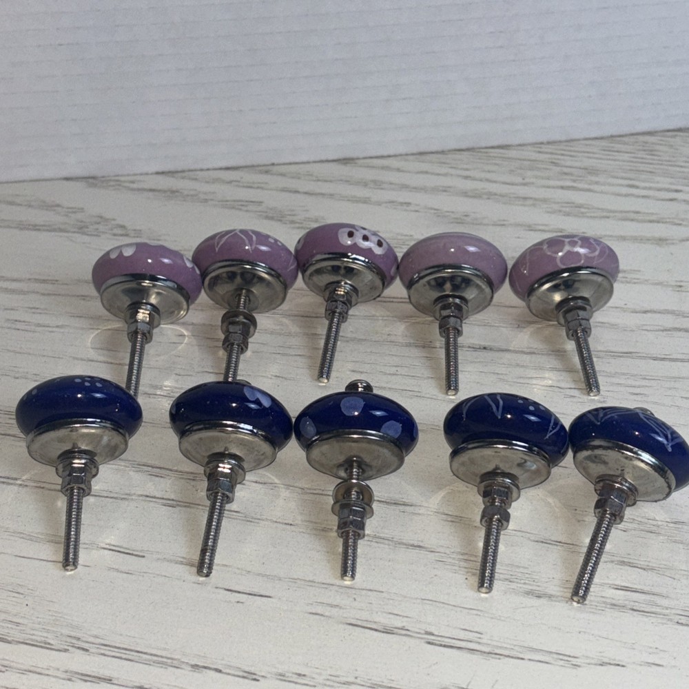 Drawer Cabinet Knobs Ceramic **ONLY LAVENDER AVAILABLE* 1.5" Diameter 2.5" Long