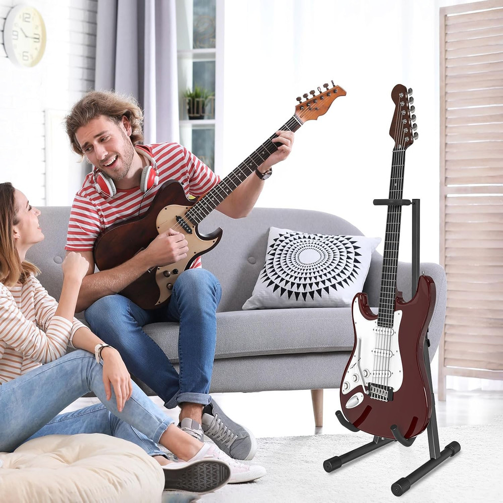 Adjustable Folding Guitar Stand, A-Style with Neck Holder, Fully Assembled fo...
