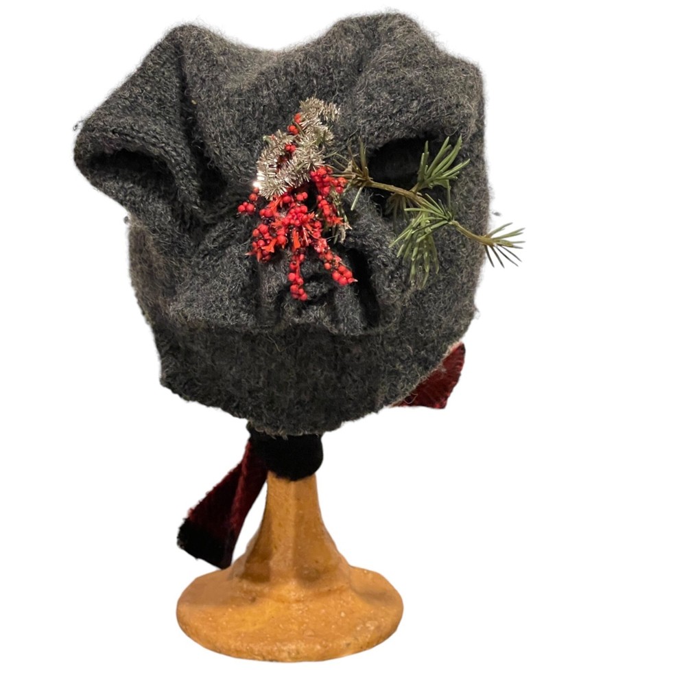 Handcrafted Primitive Snowman Head Décor With Hat & Scarf